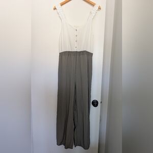 Blu Pepper White and Green Jumpsuit Romper Women's Medium